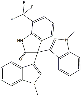 7-(trifluoromethyl)-1,3-dihydro-3,3-bis(1-methyl-1H-indol-3-yl)-2H-indol-2-one 结构式