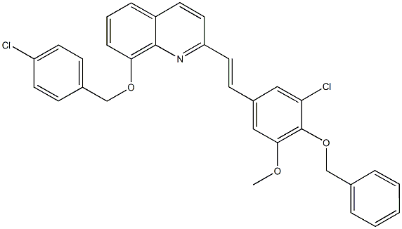 2-{2-[4-(benzyloxy)-3-chloro-5-methoxyphenyl]vinyl}-8-[(4-chlorobenzyl)oxy]quinoline 结构式