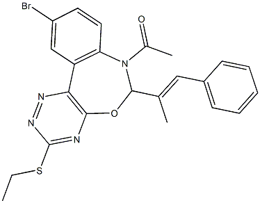 7-acetyl-10-bromo-6-(1-methyl-2-phenylvinyl)-6,7-dihydro[1,2,4]triazino[5,6-d][3,1]benzoxazepin-3-yl ethyl sulfide 结构式
