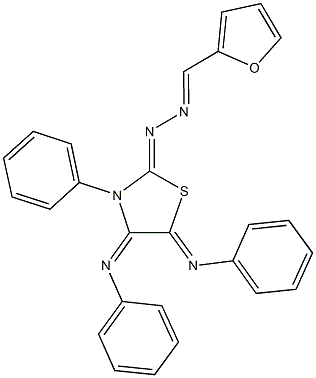 2-furaldehyde [3-phenyl-4,5-bis(phenylimino)-1,3-thiazolidin-2-ylidene]hydrazone 结构式