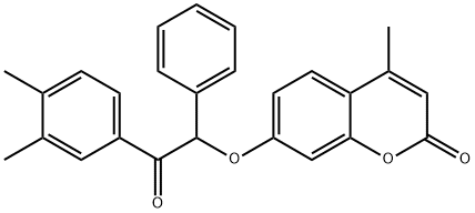 7-[2-(3,4-dimethylphenyl)-2-oxo-1-phenylethoxy]-4-methyl-2H-chromen-2-one 结构式