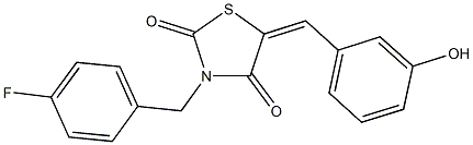 3-(4-fluorobenzyl)-5-(3-hydroxybenzylidene)-1,3-thiazolidine-2,4-dione 结构式