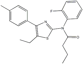 N-[5-ethyl-4-(4-methylphenyl)-1,3-thiazol-2-yl]-N-(2-fluorophenyl)butanamide 结构式