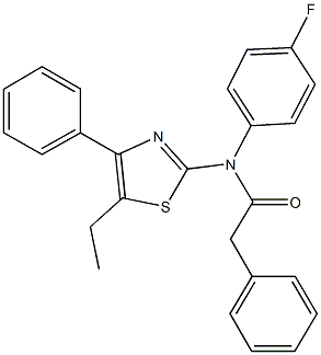 N-(5-ethyl-4-phenyl-1,3-thiazol-2-yl)-N-(4-fluorophenyl)-2-phenylacetamide 结构式