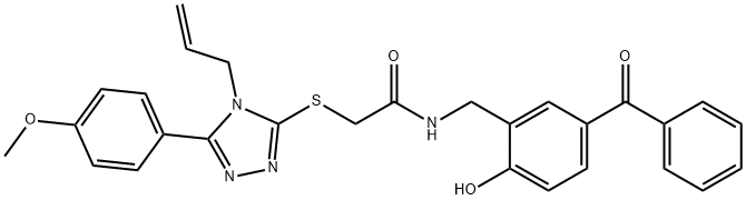 2-{[4-allyl-5-(4-methoxyphenyl)-4H-1,2,4-triazol-3-yl]sulfanyl}-N-(5-benzoyl-2-hydroxybenzyl)acetamide 结构式