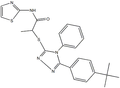 2-{[5-(4-tert-butylphenyl)-4-phenyl-4H-1,2,4-triazol-3-yl]sulfanyl}-N-(1,3-thiazol-2-yl)propanamide 结构式