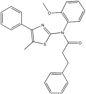N-(2-methoxyphenyl)-N-(5-methyl-4-phenyl-1,3-thiazol-2-yl)-3-phenylpropanamide 结构式