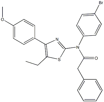 N-(4-bromophenyl)-N-[5-ethyl-4-(4-methoxyphenyl)-1,3-thiazol-2-yl]-2-phenylacetamide 结构式