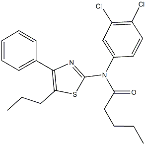 N-(3,4-dichlorophenyl)-N-(4-phenyl-5-propyl-1,3-thiazol-2-yl)pentanamide 结构式