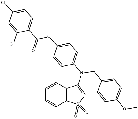 4-[(1,1-dioxido-1,2-benzisothiazol-3-yl)(4-methoxybenzyl)amino]phenyl 2,4-dichlorobenzoate 结构式