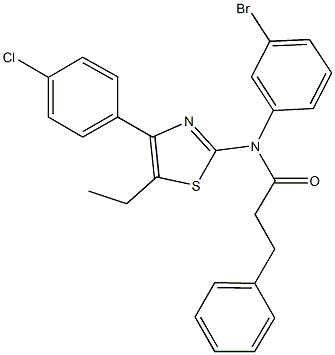 N-(3-bromophenyl)-N-[4-(4-chlorophenyl)-5-ethyl-1,3-thiazol-2-yl]-3-phenylpropanamide 结构式