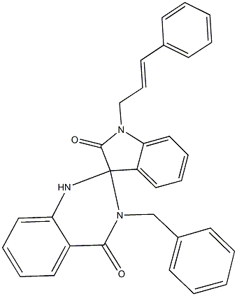 3-benzyl-1-cinnamyl-1',2,3,3'-tetrahydrospiro[quinazoline-2,3'-(2'H)-indole]-2',4(1H)-dione 结构式