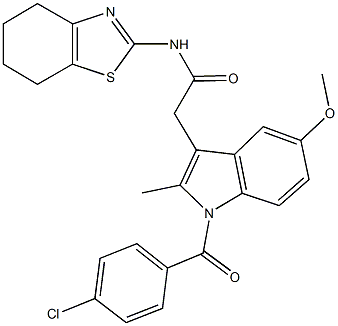 2-[1-(4-chlorobenzoyl)-5-methoxy-2-methyl-1H-indol-3-yl]-N-(4,5,6,7-tetrahydro-1,3-benzothiazol-2-yl)acetamide 结构式