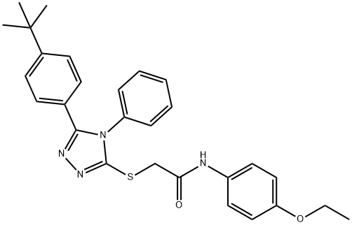 2-{[5-(4-tert-butylphenyl)-4-phenyl-4H-1,2,4-triazol-3-yl]sulfanyl}-N-(4-ethoxyphenyl)acetamide 结构式