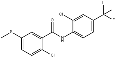 2-chloro-N-[2-chloro-4-(trifluoromethyl)phenyl]-5-(methylsulfanyl)benzamide 结构式