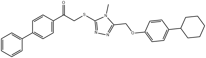 1-[1,1'-biphenyl]-4-yl-2-({5-[(4-cyclohexylphenoxy)methyl]-4-methyl-4H-1,2,4-triazol-3-yl}sulfanyl)ethanone 结构式