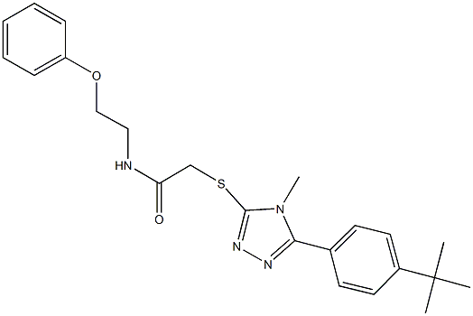 2-{[5-(4-tert-butylphenyl)-4-methyl-4H-1,2,4-triazol-3-yl]sulfanyl}-N-(2-phenoxyethyl)acetamide 结构式