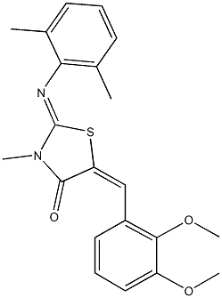 5-(2,3-dimethoxybenzylidene)-2-[(2,6-dimethylphenyl)imino]-3-methyl-1,3-thiazolidin-4-one 结构式