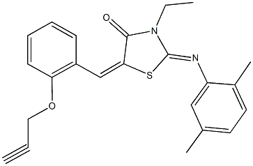 2-[(2,5-dimethylphenyl)imino]-3-ethyl-5-[2-(prop-2-ynyloxy)benzylidene]-1,3-thiazolidin-4-one 结构式