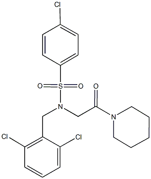 4-chloro-N-(2,6-dichlorobenzyl)-N-(2-oxo-2-piperidin-1-ylethyl)benzenesulfonamide 结构式