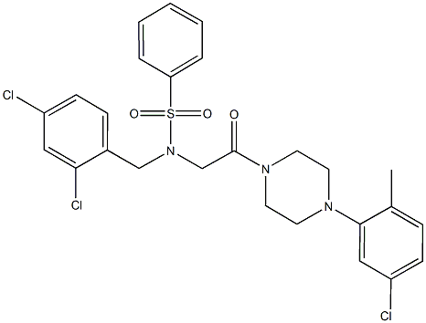 N-{2-[4-(5-chloro-2-methylphenyl)-1-piperazinyl]-2-oxoethyl}-N-(2,4-dichlorobenzyl)benzenesulfonamide 结构式