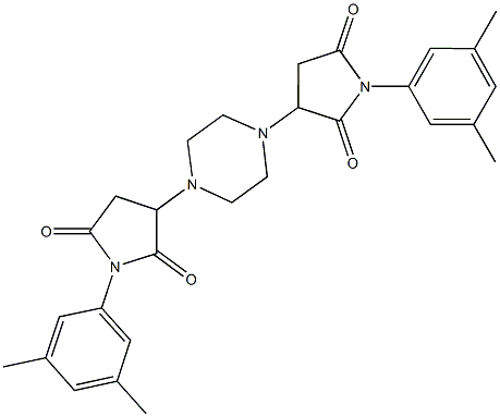 1-(3,5-dimethylphenyl)-3-{4-[1-(3,5-dimethylphenyl)-2,5-dioxo-3-pyrrolidinyl]-1-piperazinyl}-2,5-pyrrolidinedione 结构式