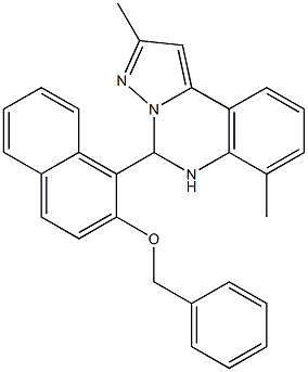 5-[2-(benzyloxy)-1-naphthyl]-2,7-dimethyl-5,6-dihydropyrazolo[1,5-c]quinazoline 结构式