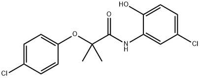 N-(5-chloro-2-hydroxyphenyl)-2-(4-chlorophenoxy)-2-methylpropanamide 结构式