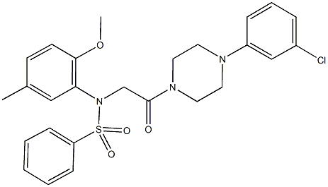 N-{2-[4-(3-chlorophenyl)-1-piperazinyl]-2-oxoethyl}-N-(2-methoxy-5-methylphenyl)benzenesulfonamide 结构式