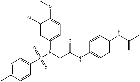 N-[4-(acetylamino)phenyl]-2-{3-chloro-4-methoxy[(4-methylphenyl)sulfonyl]anilino}acetamide 结构式