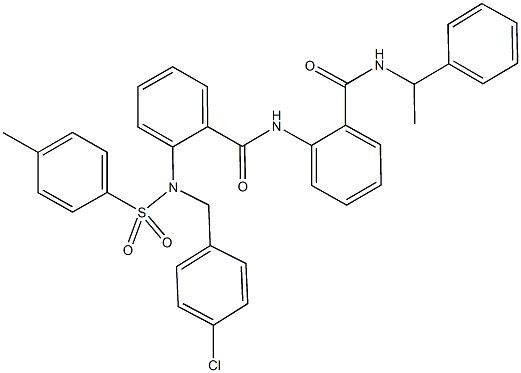 2-{(4-chlorobenzyl)[(4-methylphenyl)sulfonyl]amino}-N-(2-{[(1-phenylethyl)amino]carbonyl}phenyl)benzamide 结构式