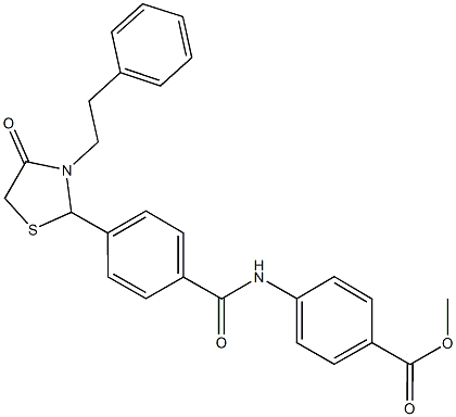 methyl 4-({4-[4-oxo-3-(2-phenylethyl)-1,3-thiazolidin-2-yl]benzoyl}amino)benzoate 结构式