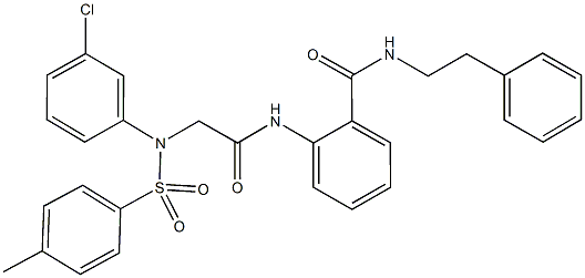 2-[({3-chloro[(4-methylphenyl)sulfonyl]anilino}acetyl)amino]-N-(2-phenylethyl)benzamide 结构式