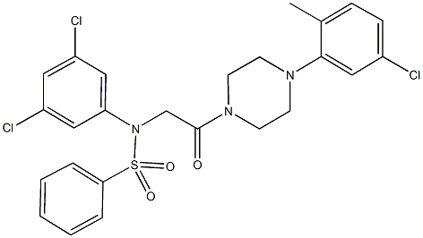 N-{2-[4-(5-chloro-2-methylphenyl)-1-piperazinyl]-2-oxoethyl}-N-(3,5-dichlorophenyl)benzenesulfonamide 结构式