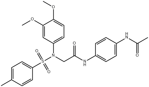N-[4-(acetylamino)phenyl]-2-{3,4-dimethoxy[(4-methylphenyl)sulfonyl]anilino}acetamide 结构式