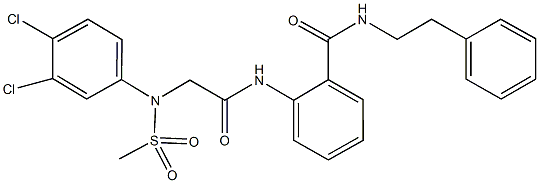 2-({[3,4-dichloro(methylsulfonyl)anilino]acetyl}amino)-N-(2-phenylethyl)benzamide 结构式