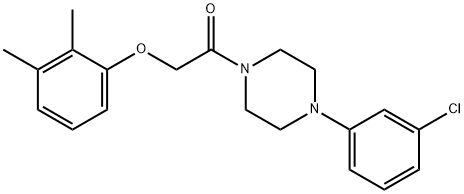 2-[4-(3-chlorophenyl)-1-piperazinyl]-2-oxoethyl 2,3-dimethylphenyl ether 结构式