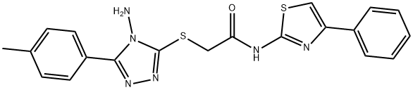 2-{[4-amino-5-(4-methylphenyl)-4H-1,2,4-triazol-3-yl]sulfanyl}-N-(4-phenyl-1,3-thiazol-2-yl)acetamide 结构式