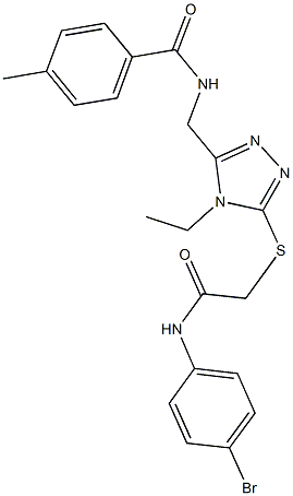 N-[(5-{[2-(4-bromoanilino)-2-oxoethyl]sulfanyl}-4-ethyl-4H-1,2,4-triazol-3-yl)methyl]-4-methylbenzamide 结构式