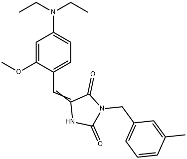 5-[4-(diethylamino)-2-methoxybenzylidene]-3-(3-methylbenzyl)-2,4-imidazolidinedione 结构式