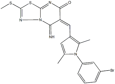6-{[1-(3-bromophenyl)-2,5-dimethyl-1H-pyrrol-3-yl]methylene}-5-imino-2-(methylsulfanyl)-5,6-dihydro-7H-[1,3,4]thiadiazolo[3,2-a]pyrimidin-7-one 结构式