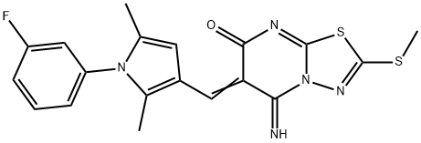 6-{[1-(3-fluorophenyl)-2,5-dimethyl-1H-pyrrol-3-yl]methylene}-5-imino-2-(methylsulfanyl)-5,6-dihydro-7H-[1,3,4]thiadiazolo[3,2-a]pyrimidin-7-one 结构式