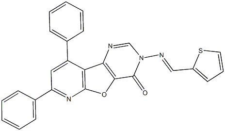 7,9-diphenyl-3-[(2-thienylmethylene)amino]pyrido[3',2':4,5]furo[3,2-d]pyrimidin-4(3H)-one 结构式