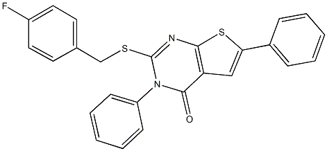 2-[(4-fluorobenzyl)sulfanyl]-3,6-diphenylthieno[2,3-d]pyrimidin-4(3H)-one 结构式