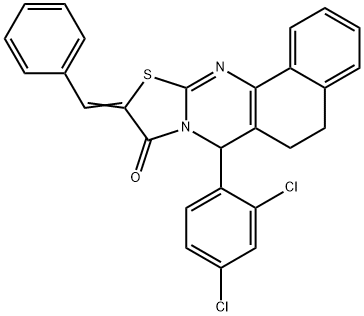 10-benzylidene-7-(2,4-dichlorophenyl)-5,7-dihydro-6H-benzo[h][1,3]thiazolo[2,3-b]quinazolin-9(10H)-one 结构式