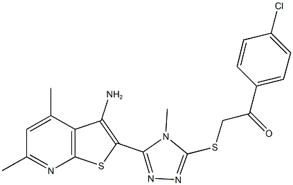 2-{[5-(3-amino-4,6-dimethylthieno[2,3-b]pyridin-2-yl)-4-methyl-4H-1,2,4-triazol-3-yl]sulfanyl}-1-(4-chlorophenyl)ethanone 结构式