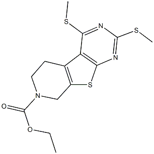 ethyl 2,4-bis(methylsulfanyl)-5,8-dihydropyrido[4',3':4,5]thieno[2,3-d]pyrimidine-7(6H)-carboxylate 结构式