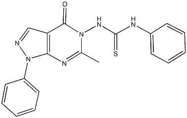 N-(6-methyl-4-oxo-1-phenyl-1,4-dihydro-5H-pyrazolo[3,4-d]pyrimidin-5-yl)-N'-phenylthiourea 结构式