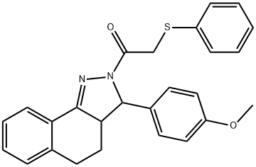 methyl 4-{2-[(phenylsulfanyl)acetyl]-3,3a,4,5-tetrahydro-2H-benzo[g]indazol-3-yl}phenyl ether 结构式