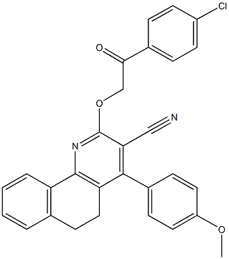 2-[2-(4-chlorophenyl)-2-oxoethoxy]-4-(4-methoxyphenyl)-5,6-dihydrobenzo[h]quinoline-3-carbonitrile 结构式